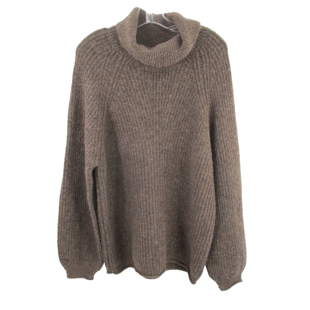 NWT MOLLY BRACKEN Turtleneck Sweater Women XL Brown Chunky Wool Blend Fisherman